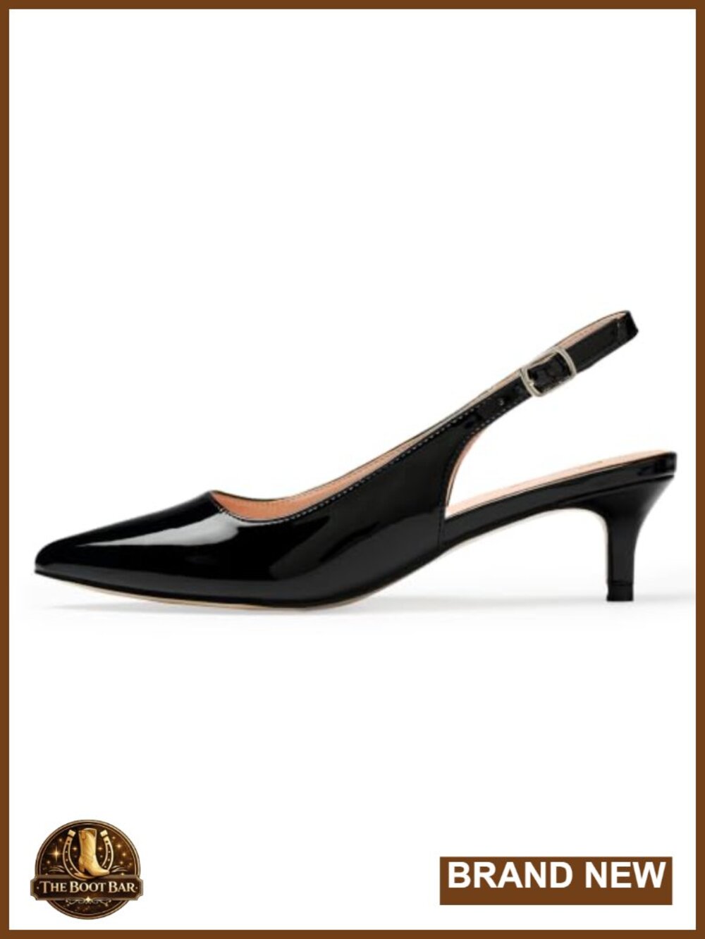 Kitten Heels Closed Toe Slingback Pumps 2 Inch Buckle Vegan